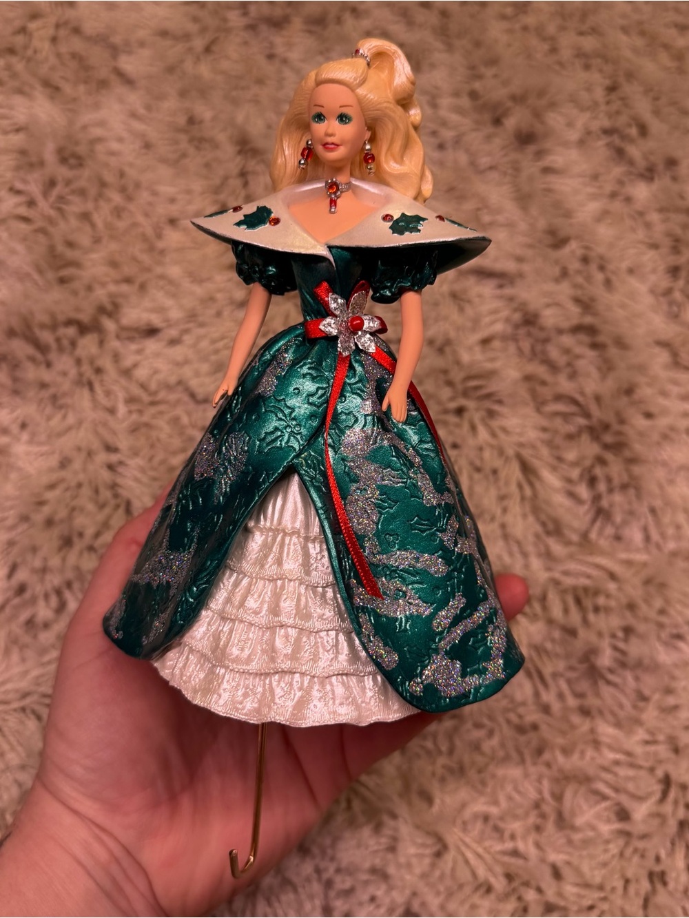 1996 Hallmark Holiday Barbie Stocking Hanger XSH3101 Christmas w/ Box Vintage